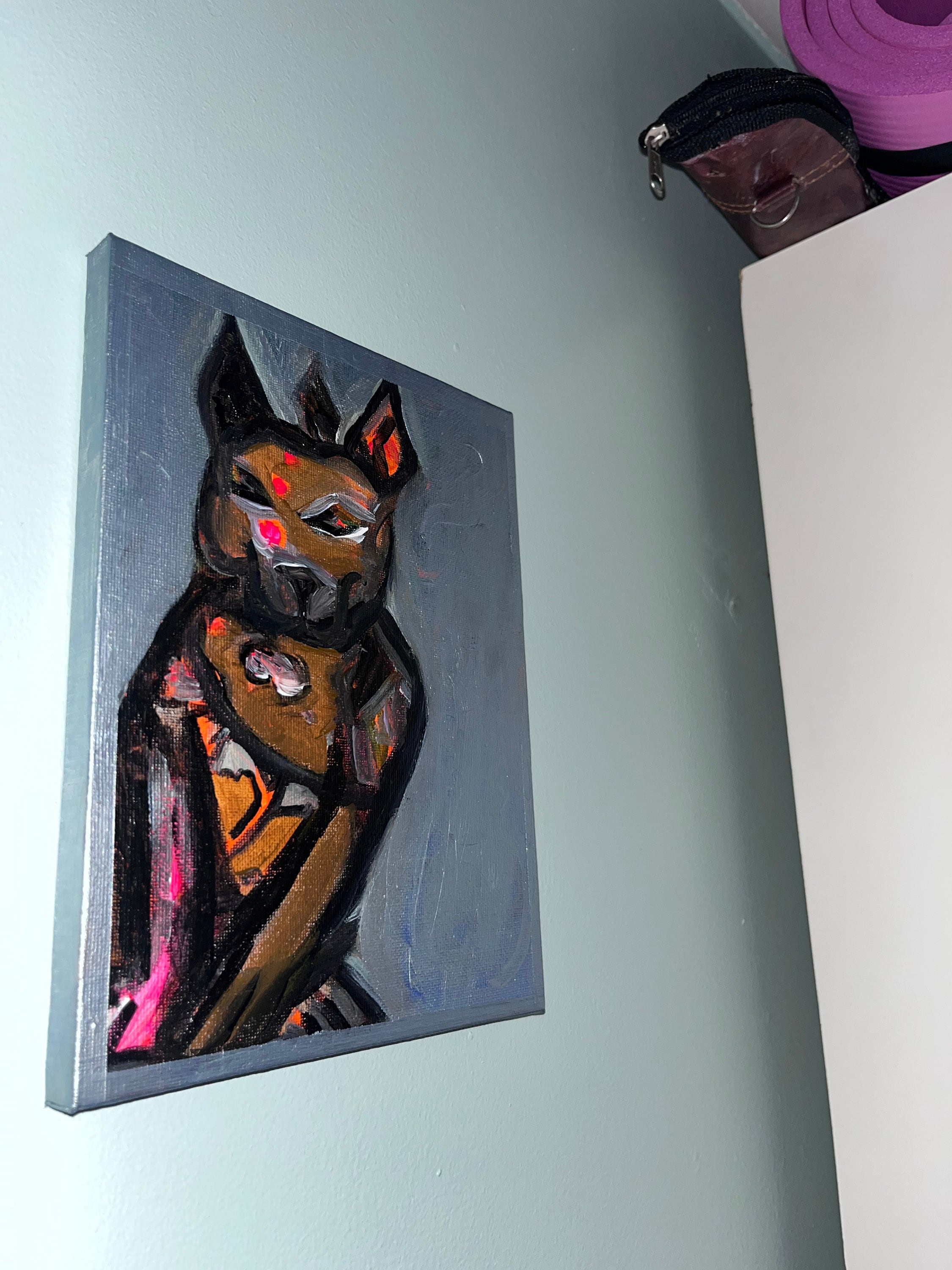 Original Acryl Gemälde Leinwand Raum Hund Fuchs futuristisch Kunst Schlafzimmer Dekor Geschenk Liebhaber Special Edition Handgemachter Welpe
