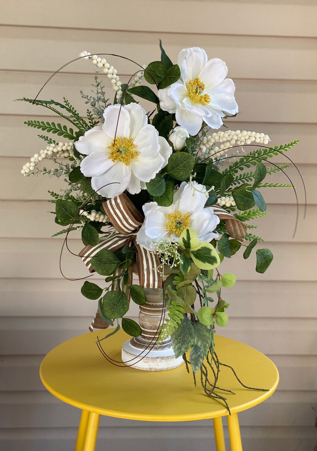 Magnolia Candlestick Arrangement Etsy