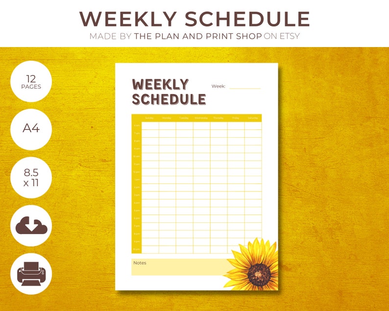 Weekly Schedule Template A4 US Letter Printable Portrait Etsy Canada Weekly Schedule Template A4 US Letter Printable Portrait Etsy Canada