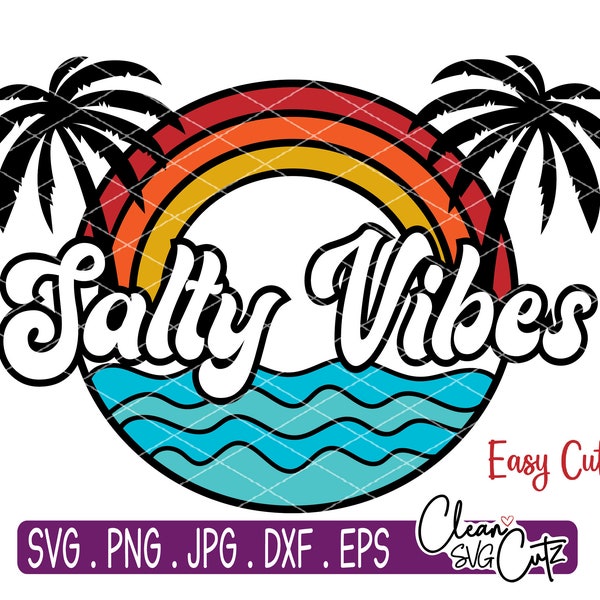 Salty SVG, Beach svg, Summer Vibes svg, Beach life svg, Salty Vibes svg, vintage surf svg, Silhouette, PNG Vibes, Svg Cricut, palm tree