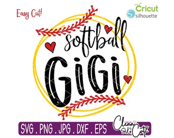 Softball GiGi SVG: Family Cut File Bundle (Digital Download)