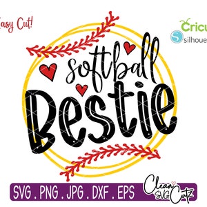 Softball Bestie Svg Softball Svg Softball Plotterdatei Softball Bundle Softball Family Png EPS Dxf Softball Svg Mädchen Silhouette Cricut, Baller