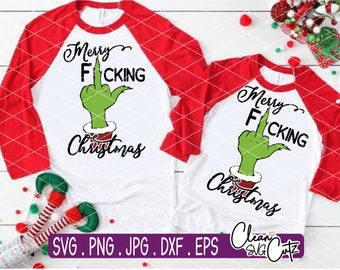 Merry F***ing Christmas svg, Christmas Grinch svg, Mean Grinch svg, Layered SVG, Cricut, Digitale Datei, svg, svg für cricut, Easy cut svg