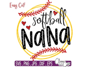 ソフトボール ナナ SVG ソフトボール SVG ソフトボール カット ファイル ソフトボール バンドル ソフトボール ファミリー PNG EPS DXF ソフトボール SVG 女の子のシルエット Cricut、Baller