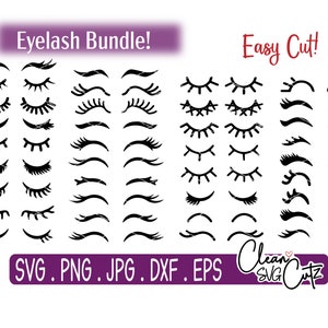 Wimpern SVG, Wimpern Bundle SVG, Kawaii Augen, Llama Eyelash SVG, Eye Clipart, Einhorn Augen svg, Cricut Silhouette Sublimation, Png, Dxf