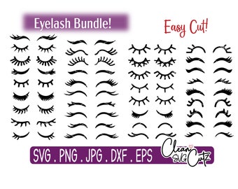 Wimpern SVG, Wimpern Bundle SVG, Kawaii Augen, Llama Eyelash SVG, Eye Clipart, Einhorn Augen svg, Cricut Silhouette Sublimation, Png, Dxf