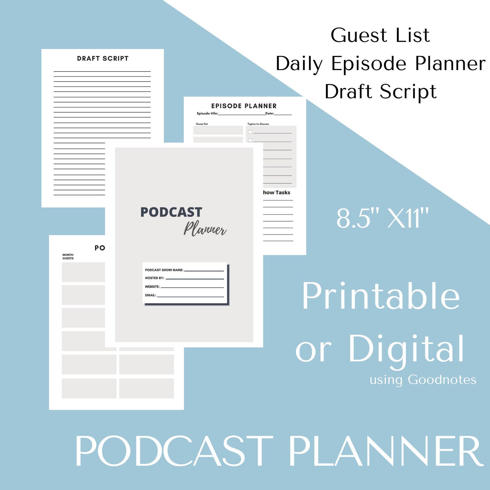 Printable Podcast Planner Podcast Episode Planner Digital Etsy Espa a