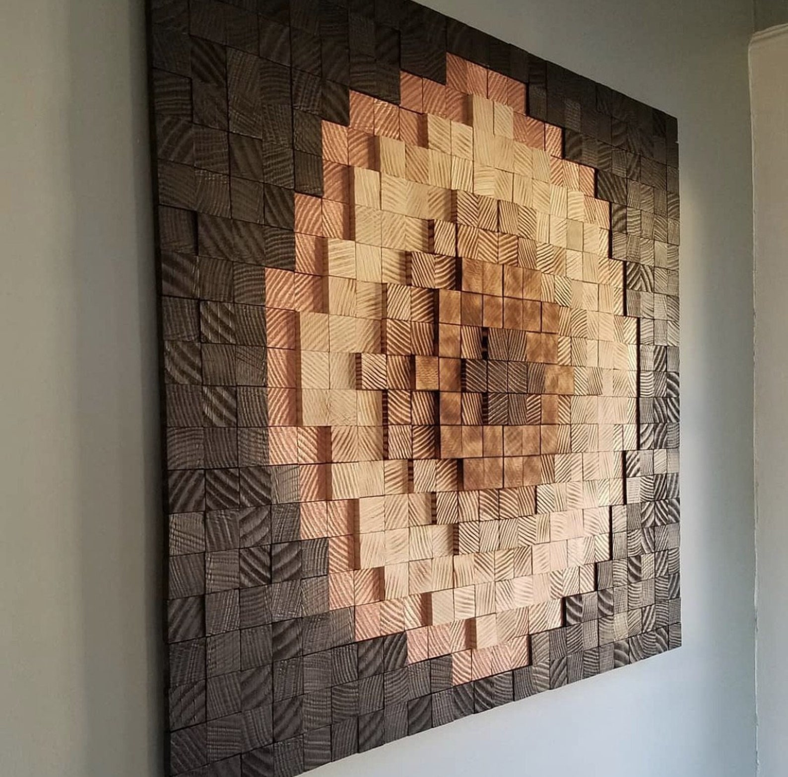 Wood Mosaic Artwork Mosaic Artwork Home Decor Wall Hanging Etsy