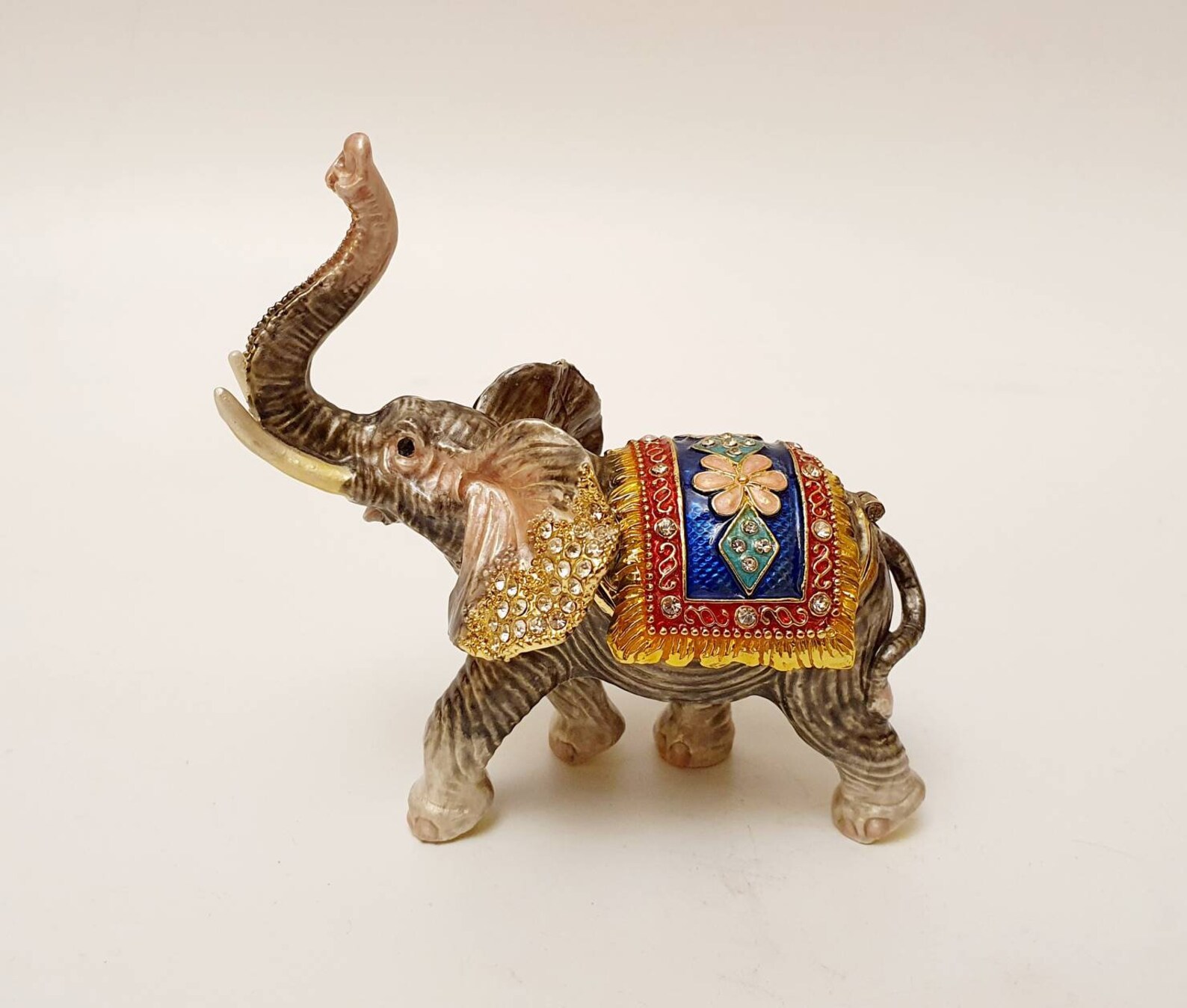Elephant jewelry box faberge hand made metal&ceramic 8x9cm Etsy