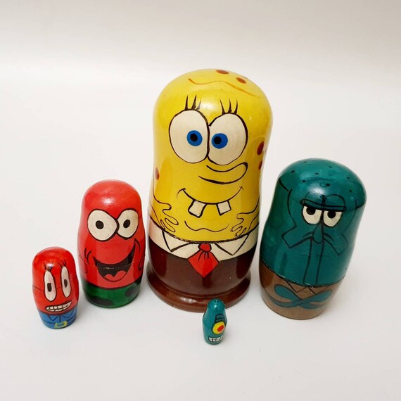 SpongeBob nesting dolls matryoshka hand made 5psc 10cm Etsy