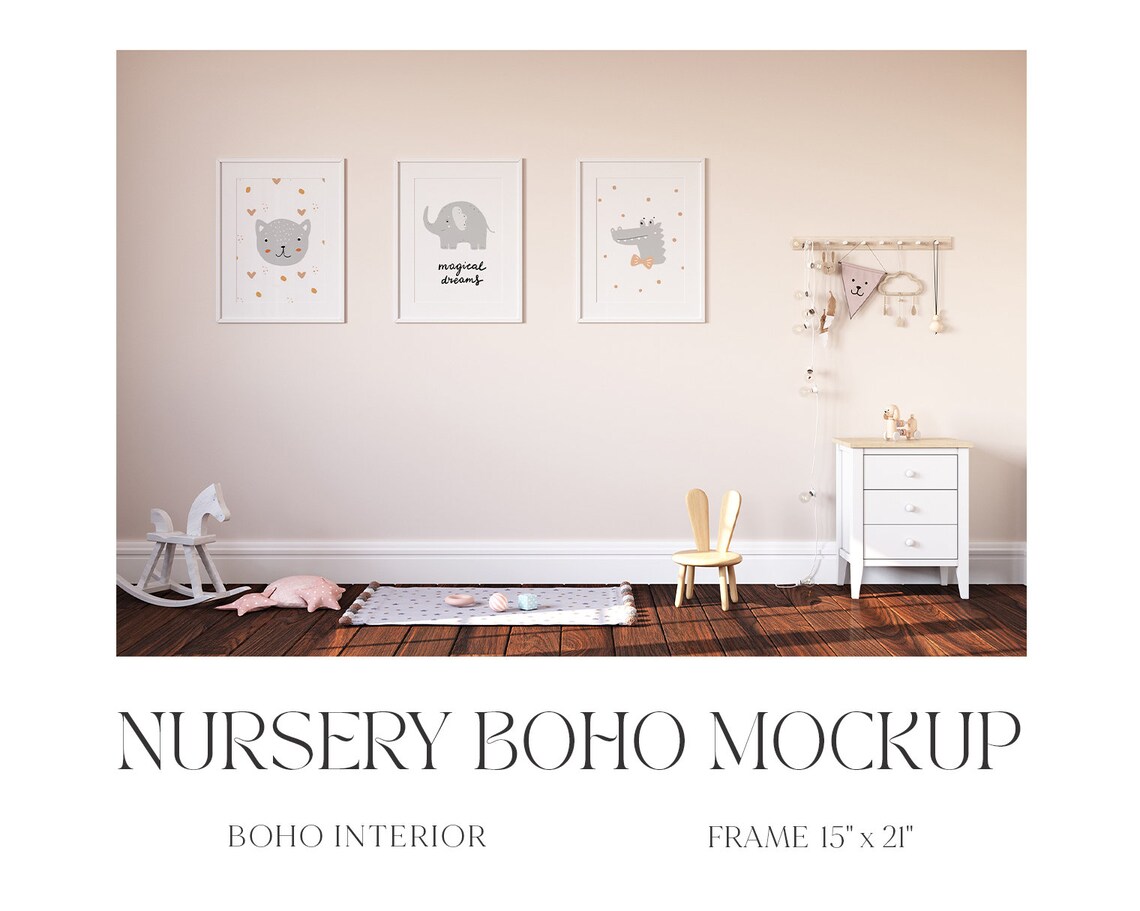 Baby Nursery Interior Mockup Kid Room Mockup Nordic Boho Etsy