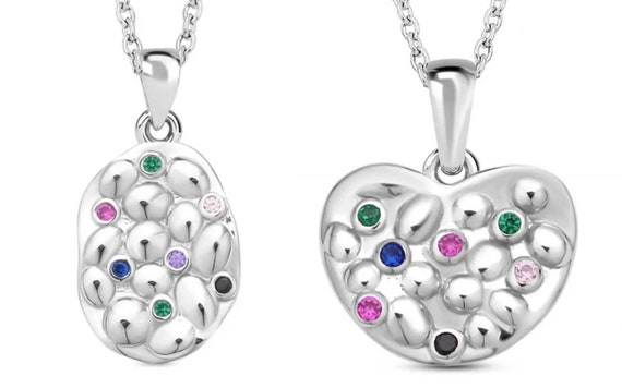Beautiful Multicoloured Gemstones Pendants Sterling Silver in Rhodium Plated.