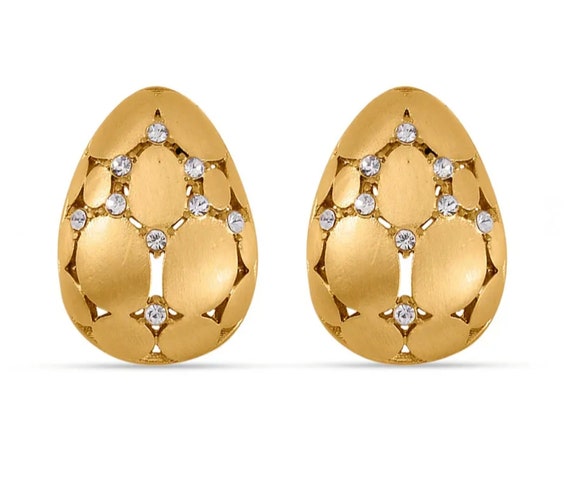 Beautiful Matte 18K Yellow Gold Plated & Swarovski Zirconias Earrings.