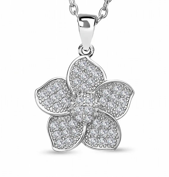 Stunning Floral Design Pendant in Platinum Overlay.