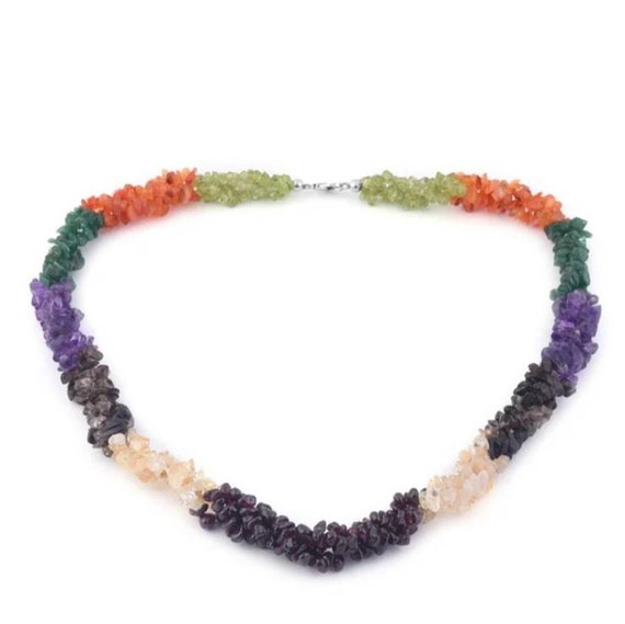Beautiful Eternity Natural Multicoloured Gemstones Beads Necklace.