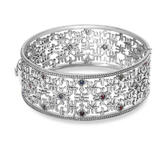 Spectacular Multi Gemstones & Platinum Vermeil Bracelet.