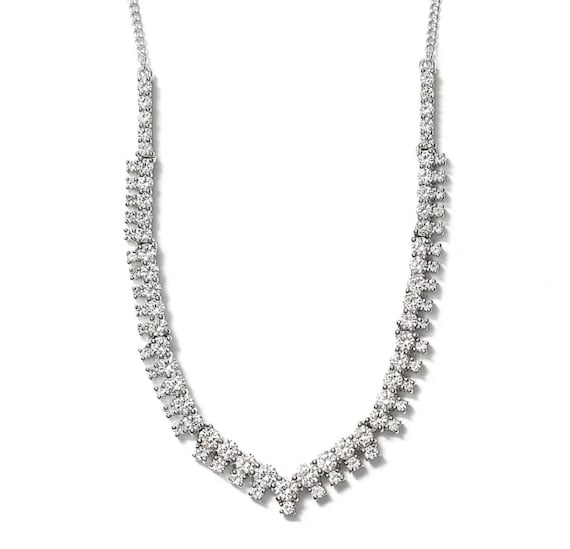 Stunning AA Swarovski Zirconias, Italian Sterling Silver & Platinum Filled Necklace.