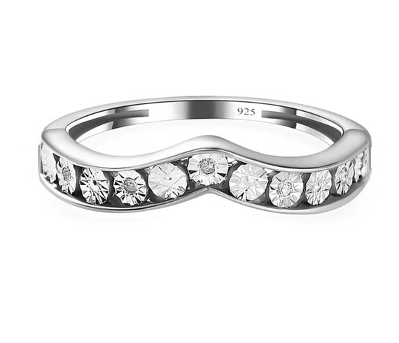 Beautiful Diamonds & Platinum Vermeil Wishbone Ring.