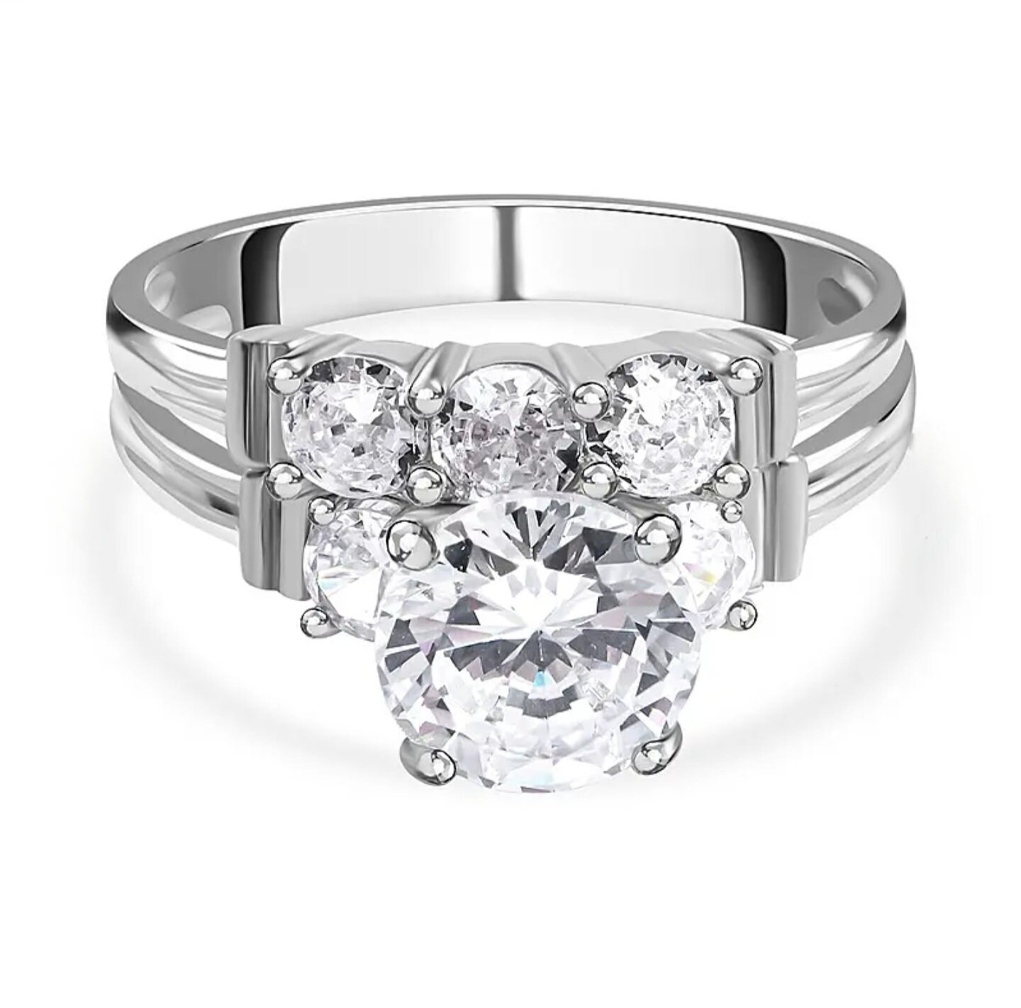 Stunning Set of 2 Italian Sterling Silver in Platinum Vermeil Ring