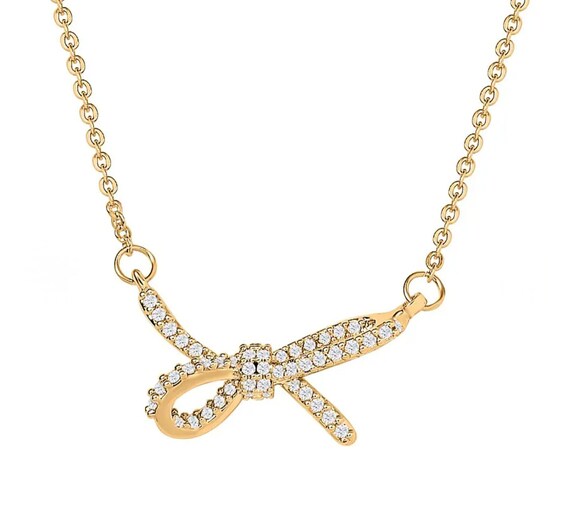 Gorgeous Bow Design necklace in 18K Yellow Gold Vermeil Necklace.
