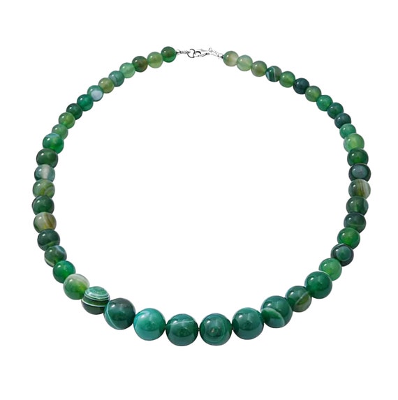 Stunning Handmade Green Agate Beads Necklace.