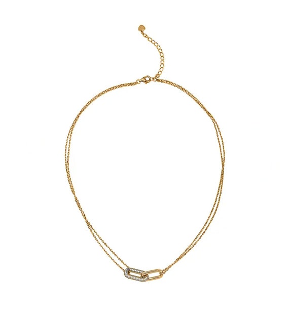 Gorgeous Italian Sterling Silver & 18K Yellow Gold Vermeil Necklace.