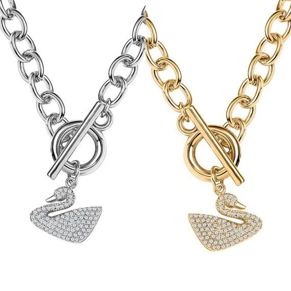 Beautiful Swarovski Crystals Necklace in Gold or Platinum Vermeil