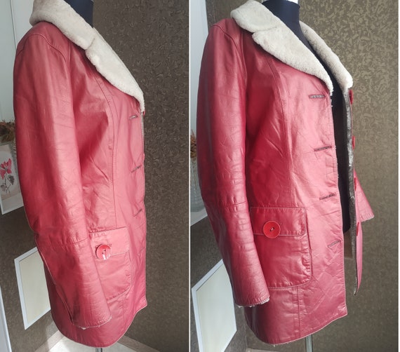 Stunning natural sheepskin coat, soft, rose gold, vin… Gem