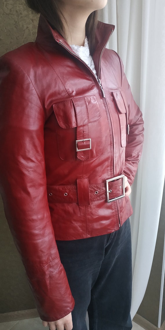 Burgundy Vintage Patent Leather Blazer 