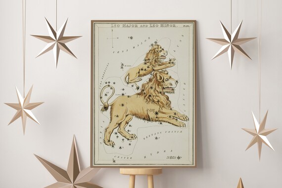 Leo Art Leo Star Sign Art Print Star Sign Gift Lion Art | Etsy