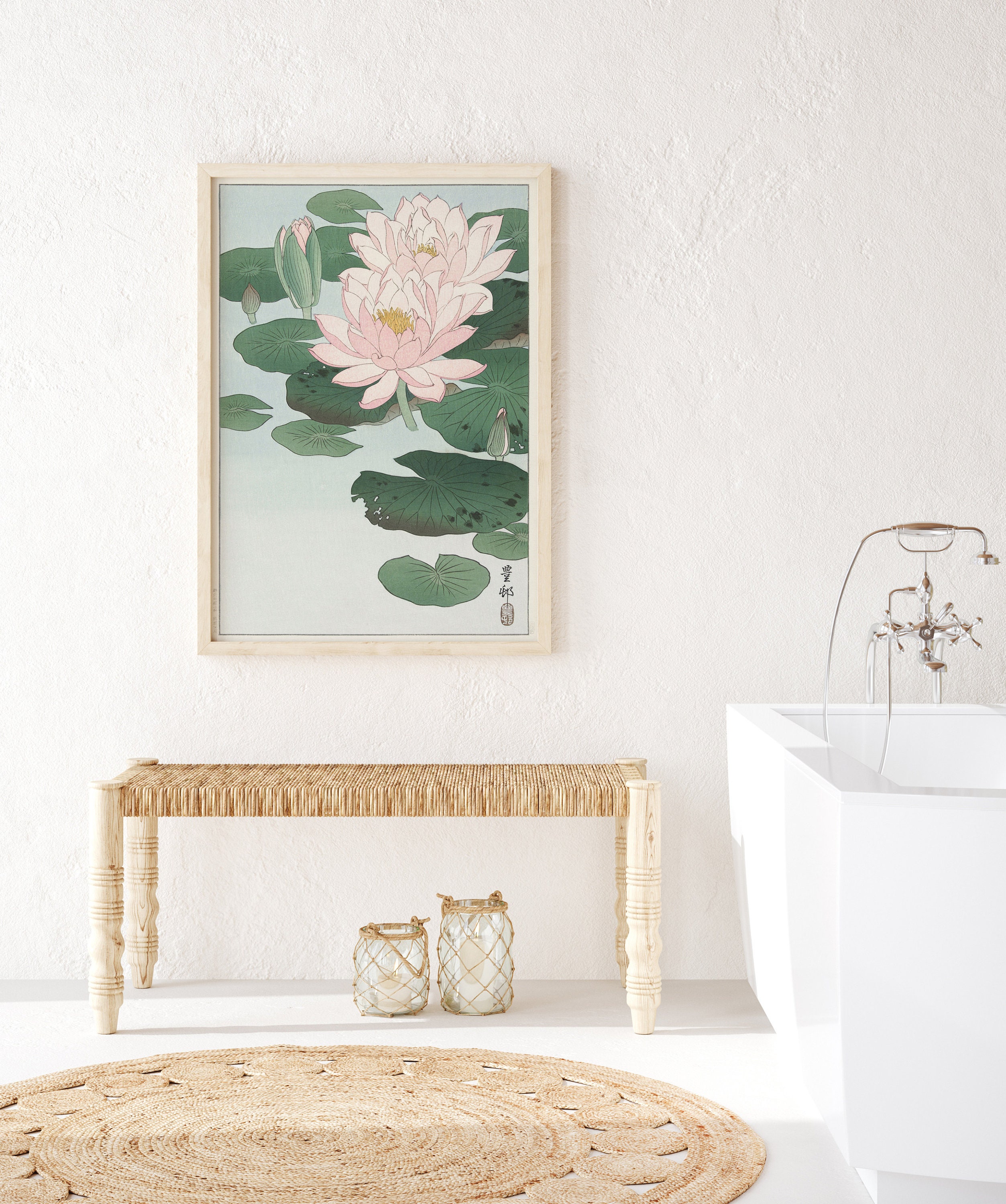 Japanese Water Lily Art Print Water Lily Wall Art Japanese - Etsy