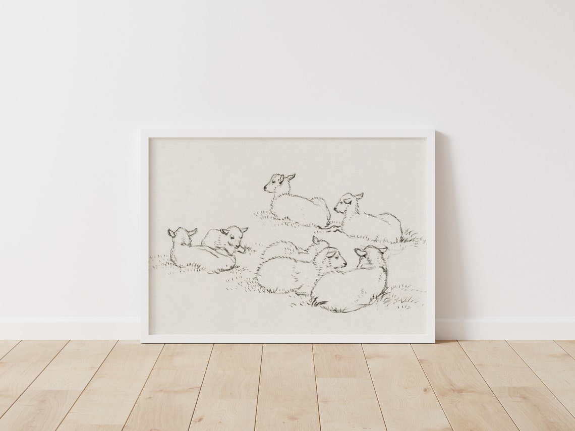Lamb Art Print Vintage Sheep Art Neutral Minimalist Wall - Etsy UK