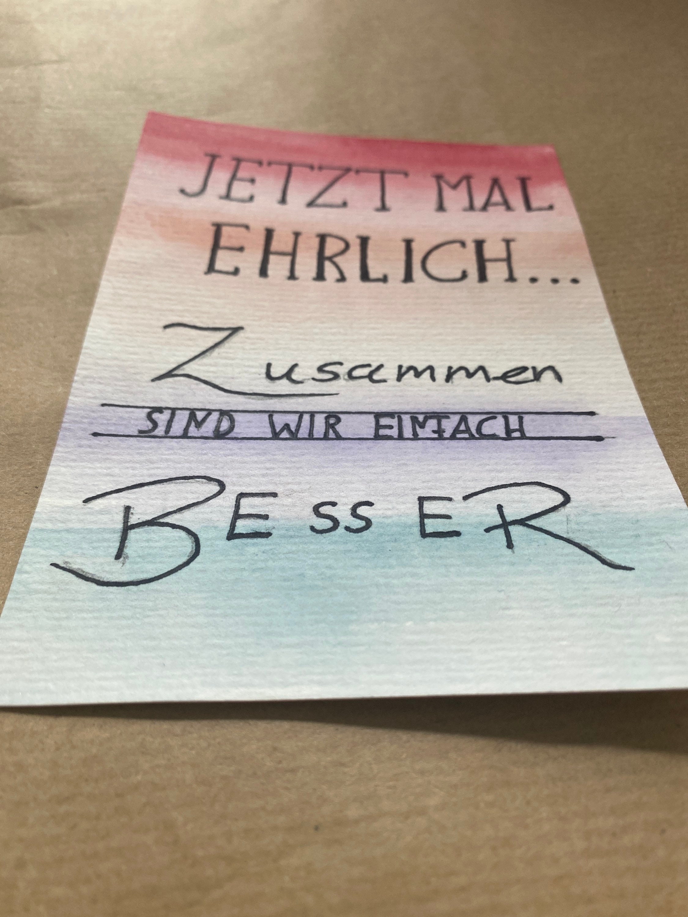 Original Aquarell Freundschaft Postkarte zum Verschenken Etsy