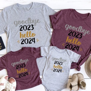 Koszulka Goodbye 2023 Hello 2024, Koszulka świąteczna, Koszulka noworoczna, Prezent noworoczny, Koszulka szczęśliwego nowego roku, Koszulki świąteczne, Prezenty świąteczne