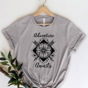 Adventure Awaits T-Shirt, Camping T-Shirt,Adventure Shirt,Camp Lover Shirt,Camper T-Shirt,Outdoor Tee,Hiking,Wanderlust Tee,Adventure Shirt