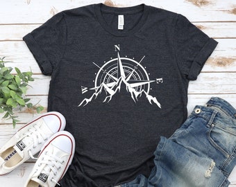 Mountain Compass Shirt, Camping Shirt, Compass Gift, Adventure Shirt, Camping Gift, Outdoor Shirt,Hiking Shirt,Wanderlust Shirt,Nature Shirt