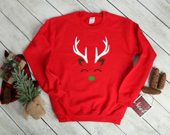 Christmas Reindeer Face Shirt, Christmas Sweatshirt, Christmas gift for family, Christmas , Matching Shirts, Family Matching Tshirt