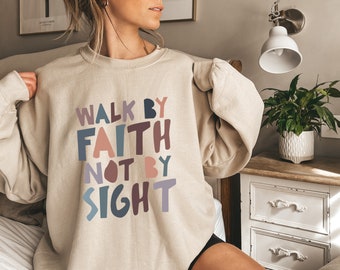 Camisa Walk By Faith Not By Sight, Camisa estética, Camisa cristiana, Regalo para amigo, Camiseta cristiana, Regalos de fe cristiana, Regalo de amigo