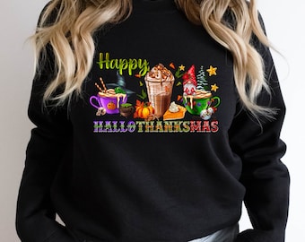 Happy Hallothanksmas Shirt , Holiday Shirt, Family Shirt, Thanksgiving Gift, Halloween Shirt , Fall Gifts, Autumn Shirt