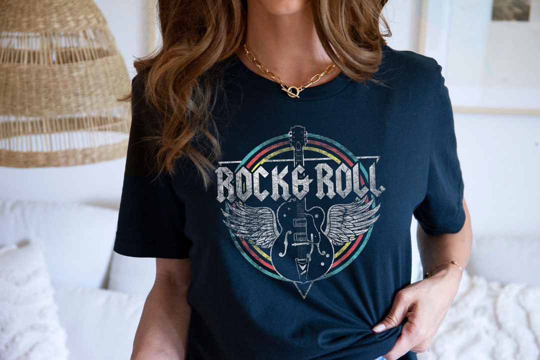 Rock and Roll Shirt, Vintage T Shirt, Guitar Shirt, Vintage Sweatshirt
