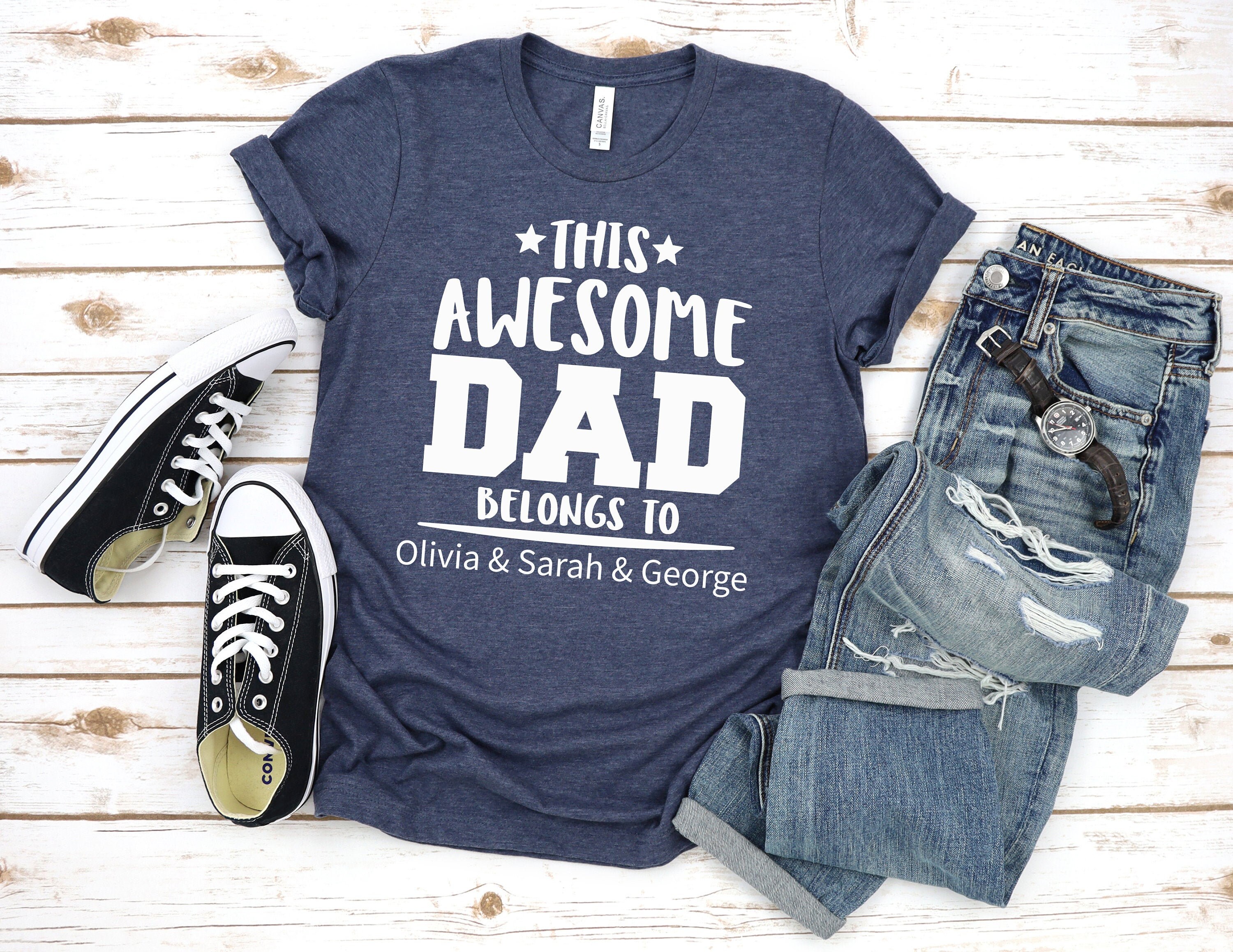 This Awesome Dad Belongs to Shirt Dad Shirt Personalized | Etsy