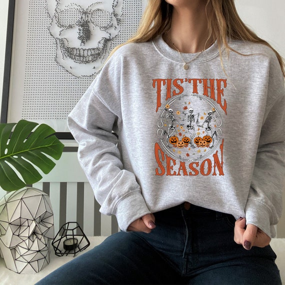 Tis The Season - Maglietta Donna A Maniche Corte Con Zucca E Fantasmi Per Halloween, Girocollo, Taglia L, Colore Marrone