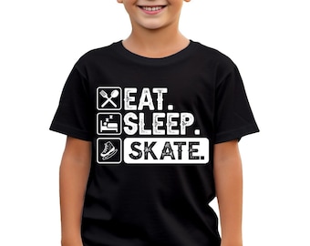 Funny Ice Skating  Kids T-Shirt Eat Sleep Skate Repeat Cotton Funny Tee For Skaters Skating Birthday Gift #T490