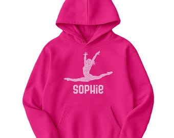 Personalised Girls Crystallized Kids Hoodie Custom Name Dance Birthday Clothes Jumper