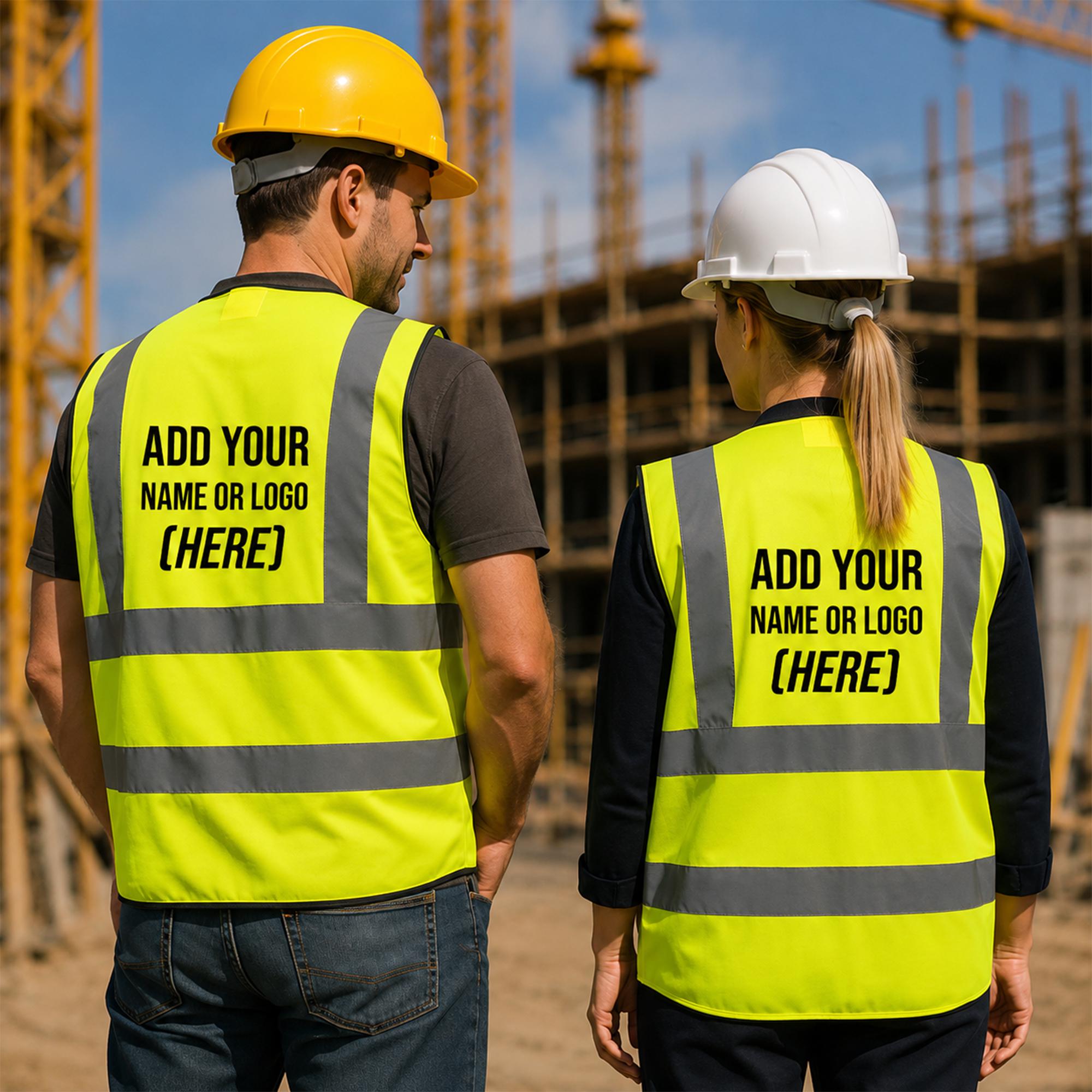 Personalised Unisex Hi Vis Vest Any Text or Logo Printed Hi Viz Safety ...