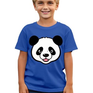 Bonita camiseta con cara de oso panda, adorable remera de algodón para niños, perfecta para los amantes de los pandas, divertida para usar todos los días, n.° T490 imagen 2
