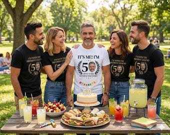 Personalized 50th Birthday Photo Shirt, Custom Face Birthday Tee, Turning Fifty Party Shirt, Funny Group Celebration Gift