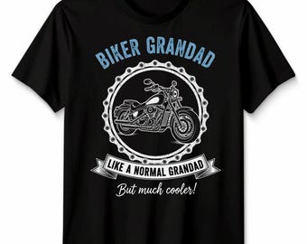 Camiseta gráfica "Motociclista abuelo como un abuelo normal", unisex, para hombre y mujer, ideal como regalo para la familia, el abuelo y la afición a las motocicletas.