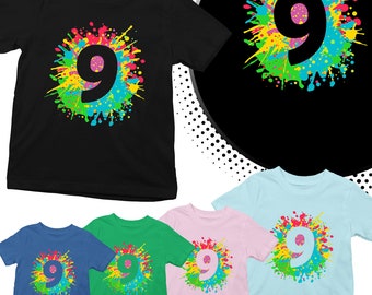 Paint Splashes Personalised Childrens Birthday Party Gift Boys Girls Kids T Shirt