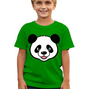 Bonita camiseta con cara de oso panda, adorable remera de algodón para niños, perfecta para los amantes de los pandas, divertida para usar todos los días, n.° T490 imagen 3